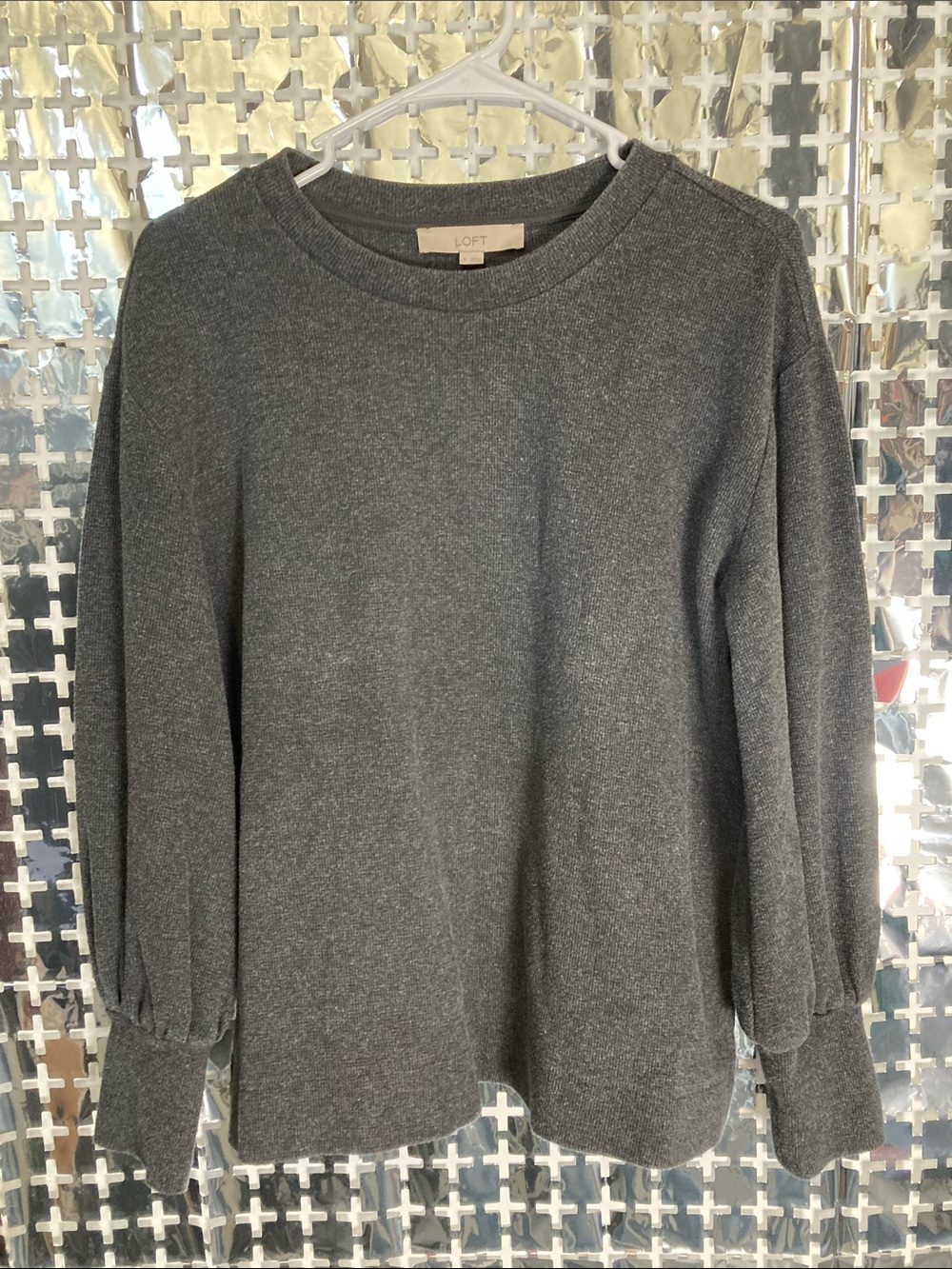 LOFT Heather Charcoal Crewneck Sweater